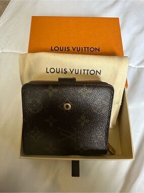 Louis Vuitton Monogram Compact Wallet in Dark Brown with Gold Hardware